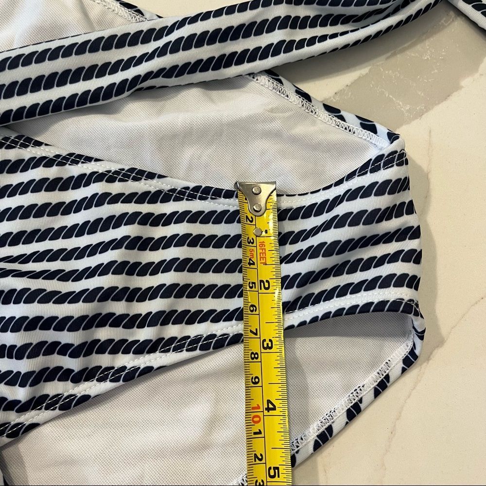 NWT NAUTICAL ROPE TIE HIGH WAIST SWIMSUIT Women’s 14 white & navy sexy - Picture 8 of 10